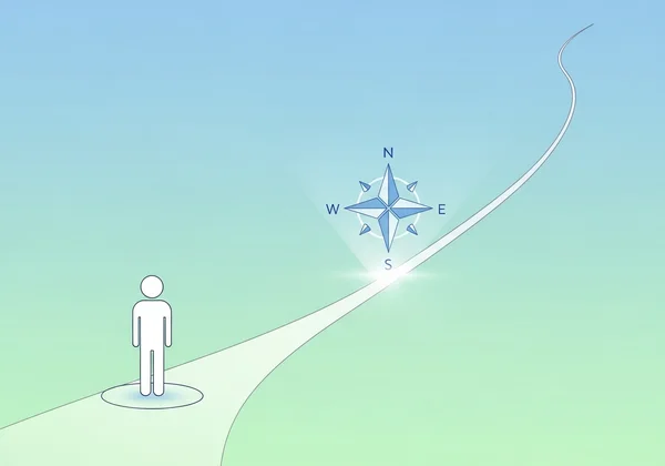 A compass guiding a person through a mental health journey