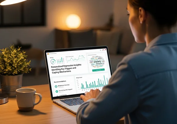 Person viewing AI-powered mental health report