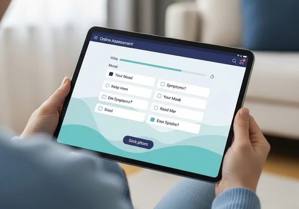 User completing an online mental health assessment