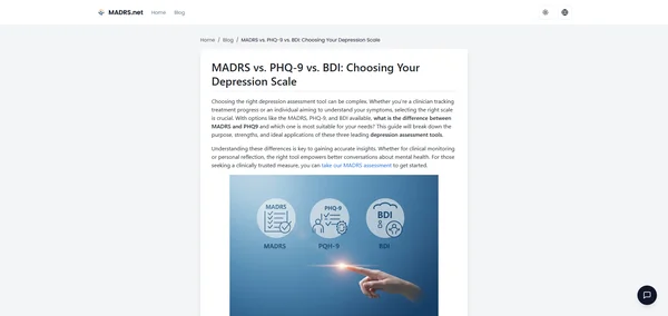 MADRS vs. PHQ-9 vs. BDI: Choosing Your Depression Scale
